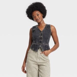 Universal Thread Black Denim Vest NWT - Size 14